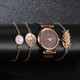 Ladies Magnet Buckle Watch Casual Flower Dial Watch Alloy Mesh Quartz Watch(Brown+No.2 Bracelet)