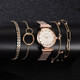 Ladies Magnet Buckle Watch Casual Flower Dial Watch Alloy Mesh Quartz Watch(Gold White+No.1 Bracelet)