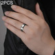 2 PCS Men Ring, Ring Size:8(Silver)