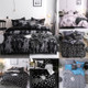 Luxury Bedding Black Marble Pattern Set Sanded Printed Quilt Cover Pillowcase, Size:228x228 cm(Night)