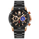 SKMEI 9235 Men Moonphase Stopwatch Stainless Steel Strap Quartz Watch(Gold Black)