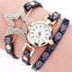 3 PCS Ladies Five-pointed Star Bright Leather Belt Quartz Watch Bracelet Watch(Black)