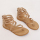 Ladies Summer Strappy Cross Sandals Roman Style Low-Heeled Retro Shoes, Size: 40(Apricot)