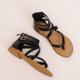 Ladies Summer Strappy Cross Sandals Roman Style Low-Heeled Retro Shoes, Size: 37(Black)