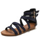 Ladies Summer Wedge Heel Sandals Cross Strap Open Toe Roman Style Shoes, Size: 36(Black)