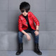 Solid Color Lapel Leather Jacket, Style: No Velvet (Color:Red Size:150)