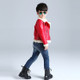 Solid Color Lapel Leather Jacket, Style: Plus Velvet (Color:Red Size:140)