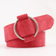 Casual Needleless Round Buckle Wide  PU Leather Belt for Women, Belt Length:103cm(Red)