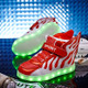 Flashing Shoes USB Charging High-Top Flame Shoes For Children, Size: 25(Red White)