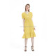 V-neck Solid Color Short Sleeve Hepburn Dress (Color:Yellow Size:XXL)