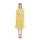 V-neck Solid Color Short Sleeve Hepburn Dress (Color:Yellow Size:XXL)