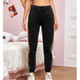 Women Loose Webbing Stitching Casual Pants (Color:Black Size:L)