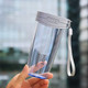 350ml Leak Proof  Brief Transparent Plastic Water Bottle With Handle Strap For Outdoor, Home And Office Using(Blue)