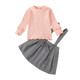 Two-piece Children Long Sleeve + Suspender Skirt (Color:Pink Size:80)