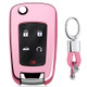 Electroplating TPU Single-shell Car Key Case with Key Ring for CHEVROLET CRUZE / AVEO & BUICK Hideo / XTGT / Regal / LACROSS (Pink)
