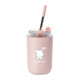 Hot And Cold Coffee Cup With Straw(Light Pink)