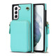 For Samsung Galaxy S21 Cross-body Zipper Big Wallet Bag Square Phone Case(Mint Green)
