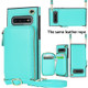 For Samsung Galaxy S10+ Cross-body Zipper Big Wallet Bag Square Phone Case(Mint Green)