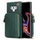 For Samsung Galaxy Note9 Cross-body Zipper Big Wallet Bag Square Phone Case(Emerald)