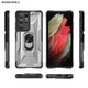 For Samsung Galaxy S21 Ultra 5G PC + TPU Shockproof Phone Case with Metal Ring Holder(Black)