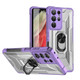 For Samsung Galaxy S21 Ultra 5G PC + TPU Shockproof Phone Case with Metal Ring Holder(Purple)