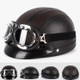 BSDDP A0318 PU Helmet With Goggles, Size: One Size(Black Brown)