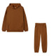 Autumn Winter Loose Hooded Plus Fleece Sweater + Trousers Suit for Ladies (Color:Camel Size:S)