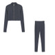 2 in 1 Spring Autumn Net Pattern Solid Color Zipper Long-sleeved Shirt + Trousers Suit for Ladies (Color:Gray Size:S)
