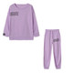 2 In 1 Autumn Alphabet Pattern Long-sleeved Sportswear Suit for Ladies (Color:Purple Size:S)