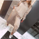 2 In 1 Autumn Alphabet Pattern Long-sleeved Sportswear Suit for Ladies (Color:Khaki Size:M)