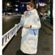 Glossy Loose Down Padded Jacket (Color:White Size:XL)