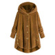 Button Plush Irregular Solid Color Coat (Color:Turmeric Size:XXXXL)