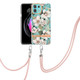 For Motorola Edge 20 Lite Flowers Series TPU Phone Case with Lanyard(Green Gardenia)