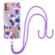 For Motorola Moto G30 / G20 / G10 / G10 Power Flowers Series TPU Phone Case with Lanyard(Purple Begonia)