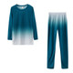 Fall Gradient Casual Long-sleeved Sweatshirt + Trousers Suit For Ladies (Color:Dark Green Size:XXL)