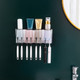 Bathroom Wall-mounted Punch-free Wash Cup Toothbrush Rack Squeeze Toothpaste Set Four Black(No Squeezer)