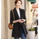 Autumn And Winter Solid Color Woolen Coat For Ladies (Color:Black Size:XL)