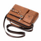 WElXIER  D234 PU Leather Men's Messenger Bag Shoulder Bag Satchel Briefcase with Earphone Hole - Light Brown