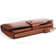 Retro Style Top-layer Cowhide Leather Tri-fold Multipurpose Card Slots Zipper Wallet for Women - Brown