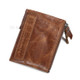 Retro Style Cowhide Leather Wallet Multi Card Slots Purse Zippered Pouch - Brown