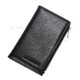 JINBAOLAI Vintage Litchi Texture Genuine Leather Zippered Wallet for Men - Black