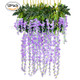 Artificial Silk Wisteria Vine Ratta Silk Hanging Flower Wedding Decor 12 Pieces - Purple
