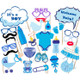 27PCS Photo Booth Props Feeding Bottle Mustache Glasses DIY Kit for Baby Birthday Party - Blue