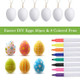 50pcs DIY Easter Eggs with Lanyard 8pcs Color Pens Non-toxic Durable Hanging White Plastic Eggs for DIY Painting Decoration