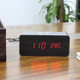 Modern Wooden Digital LED Desk Electric Alarm Clock Thermometer Sound Control Phone Wireless Charger Alarm Clock - Black