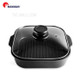 MAXSUN Cast Aluminium Griddle Pan with Glass Lid Square Grill Pan Non-Stick Pan for Grilling Bacon/Steak/Meats and More