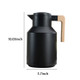 1L Thermal Coffee Carafe Double Walled Thermal Carafe Pot Keeping Hot Cold Water Kettle with Wood Handle - Black