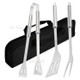 3Pcs/Set Stainless Steel Spatula Fork Tong Set BBQ Grilling Tool with Storage Bag for Home Camping Hiking