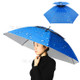 Double Layer Umbrella Hat Folding Sun Rain Cap with Adjustable Head Band for Fishing Camping Hiking - Blue