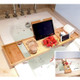 Stretchable Bamboo Spa Bathtub Caddy Tray Large Storage Book Wine Tablet Holder Organizer